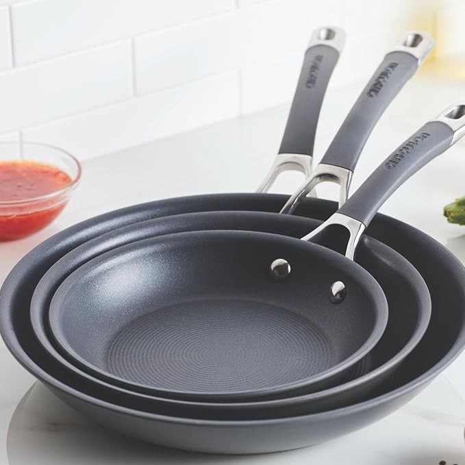 Circulon Radiance Hard Anodized Nonstick Frying Pan Set, 3-Piece Frying Pans, Gray