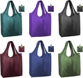 BeeGreen Reusable Grocery Bags Heavy Duty Extra Large 6 Pack Foldable Tote Bag - Cloth Grocery Bags Machine Washable Polyester Fabrics Bulk Shopping Bag - Reusable Gifts for Women (Green Black)
