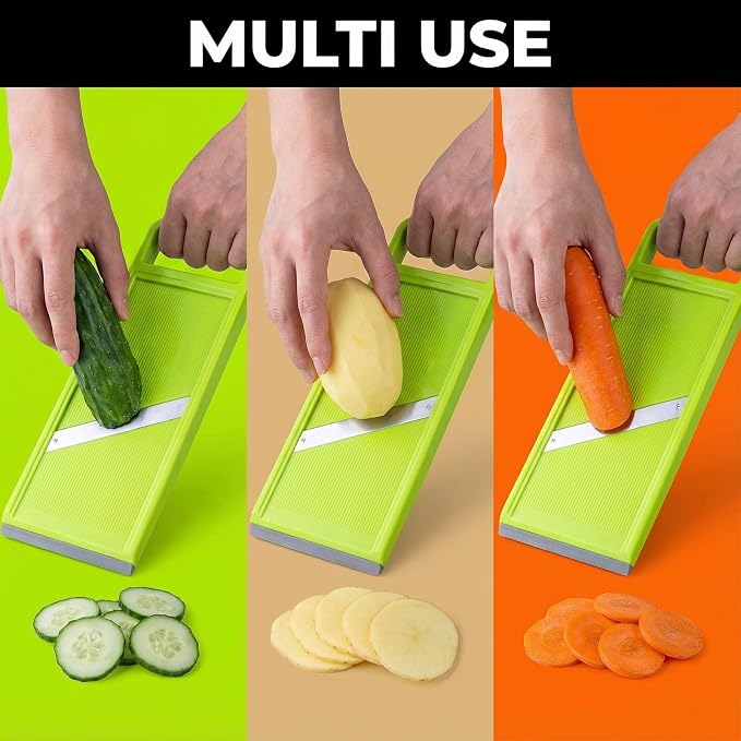 Handheld vegetable Slicer Potato Slicer, Suitable for Potatoes, Carrots, Zucchini, Cucumbers, Onions, Eggplants, Suitable for Making Potato Chips and Using Vegetable French (Green)
