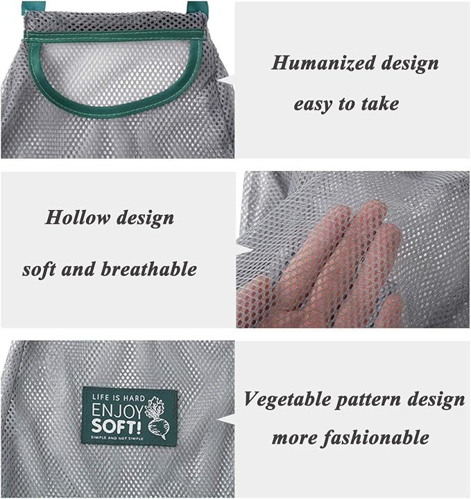 dierjueyers 2PCS Household Kitchen Storage Net Bag,Reusable Shopping Bag,Hanging Storage Bag for Fruit and Vegetable Onion Garlic Potatoes and tomatoes (2)