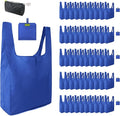 BeeGreen Reusable Grocery Bags Blue Kitchen Bags Bulk Foldable-Machine Washable with Zipper Storage Pouch 50 Packs