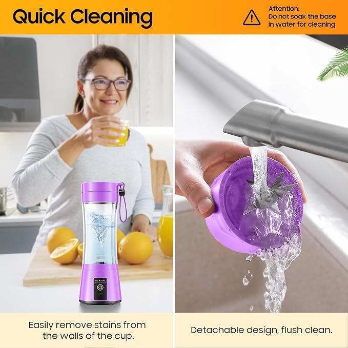 Personal Small Portable Mini Blender - 380ml Smoothie Blender | Portable Blender with Lightweight Juice Cup, Quick Blend, Easy Clean, BPA-Free, Ideal for Fresh Juice for Gym/Travel/Office