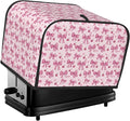 4 Slice Toaster Cover Pink Bow Pattern Cherry Dust Proof Washable Kitchen Appliance Cover with Pocket, Oxford Fabric Countertop Toaster Protector for Standard Toasters Small Appliances
