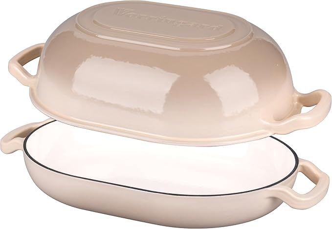 VORRINGARD Enameled Cast Iron Sourdough Bread Oven, Dutch Oven, Loaf Cast Iron Bread Pan for Homemade Bread Baking, Meatloaf Pan with Lid, 7QT, Latte