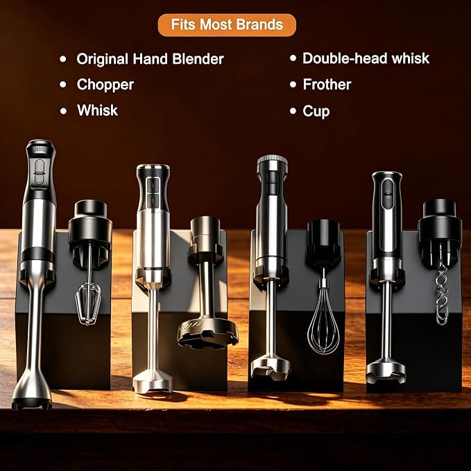 Immersion Blender Holder with PP Cup, Stick Blender Storage Rack | Includes storage holder and reusable PP mixing cup, allowing blending and storage in one convenient set