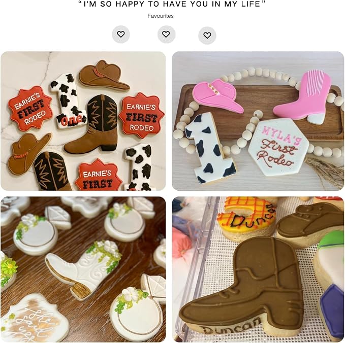 LUBTOSMN 2 Pcs Cowboy Cowgirl Cookie Cutter Set, 3.5" Dishwasher-Safe | Rounded-edge stainless steel cutters for cookies, fondant, sandwiches, cowboy and cowgirl parties, baby showers