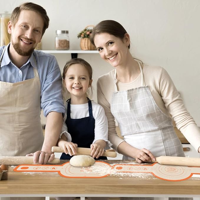 Koolstuffs Sourdough Silicone Bread Sling for Dutch Oven, 2 Pack | Long Handles for Dough Transfer, Nonstick Bread Release, Dishwasher Cleanup, Flexible Reusable Design, Oval and Round, Orange