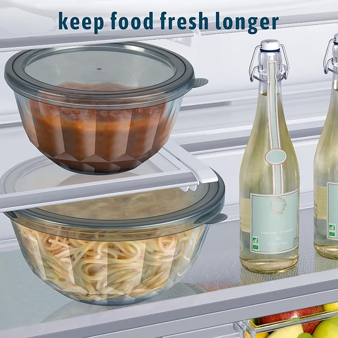 Glass Mixing Bowls with Airtight Lids, 5 PCS Thick Glass Nesting Bowls | Serving bowl For Kitchen Baking, Meal Prepping and Salad, Bpa Free Dishwasher Microwave and Oven Safe, 0.5/0.8/1.6/2.7/4.4 Q