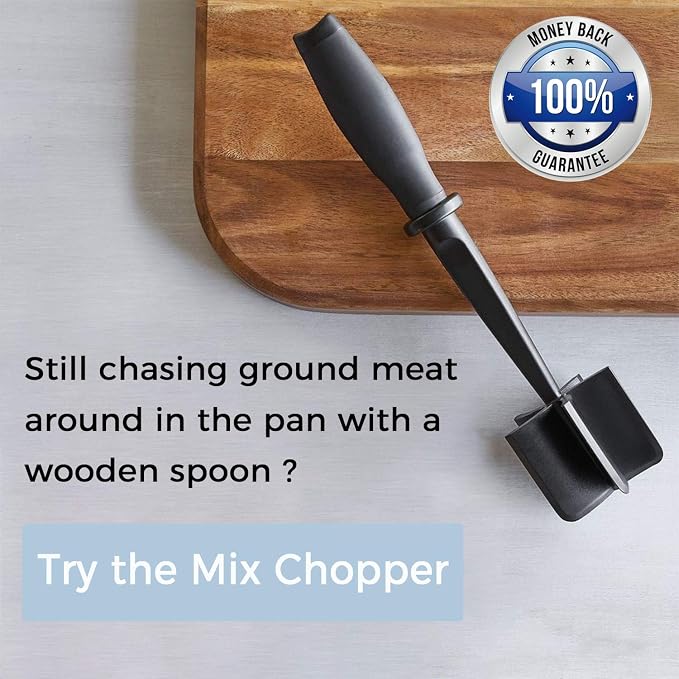 2 Pack Meat Chopper Ground Beef Masher Tool for Hamburger | 5 Curve Blades Heat Resistant Meat Masher Tool, Turkey and More, Nylon Hamburger Chopper Utensil Non-scratch Utensils-Black