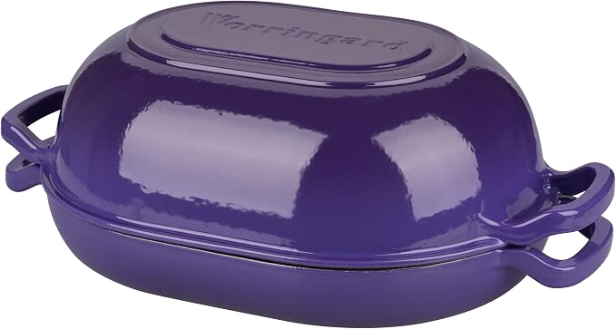 VORRINGARD Enameled Cast Iron Sourdough Bread Oven, Dutch Oven, Loaf Cast Iron Bread Pan for Homemade Bread Baking, Meatloaf Pan with Lid, 7QT, Purple