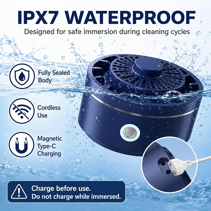 Fruit and Vegetable Washing Machine, Portable Produce Purifier with Hydroxyl Water Ion Technology & Pure Titanium Electrolysis Plate, IPX7 Waterproof Wireless Fruit Cleaner for Meat, Seafood
