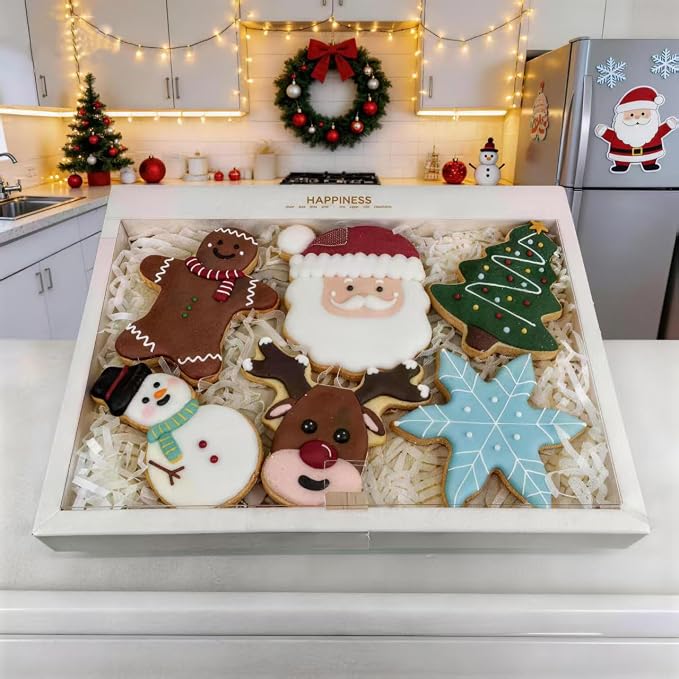 MrCookie 4" Large Christmas Cookie Cutters Set Thickened Stainless Steel. | Sandwich cutters & biscuit molds.Sturdy for cookies,sandwiches, cake,fruit.Ideal for DIY baking,home use,and holiday parties.