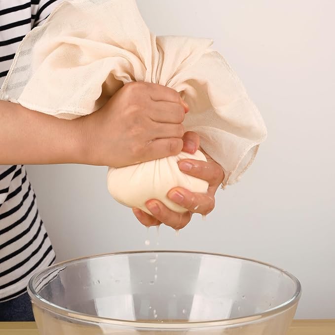 WMKGG 9 PCS Cheese Cloths, Grade 100, 20x20 Inch Cotton Cheesecloth with Hemmed 4 Edges, Reusable Unbleached Fine Mesh Cheesecloth for Straining, Cooking, Juicing, Cheese Making, Baking, Yogurt