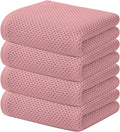 Kitinjoy 100% Cotton Waffle 4-Pack Kitchen Towels, 13" x 28", Dried Roses | Super Soft, Ultra-Absorbent, Fast Drying, lightweight, Quick Drying Kitchen Hand Towels
