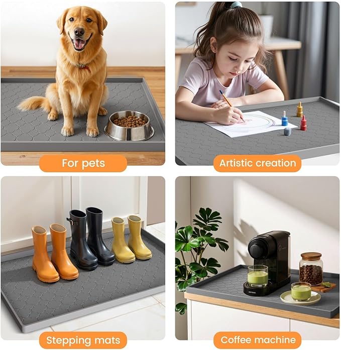 Jin&Bao Under Sink Mat 28" x 22" Waterproof Silicone Cabinet Kitchen Liner | Silicone under kitchen sink mat,cabinet protector,bathroom shelf liner,raised edge,anti-slip,easy to clean & dishwasher safe