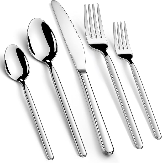 Hiware Premium 40-Piece Silverware Set for 8, Stainless Steel Flatware Cutlery Set with Forks, Knives, Spoons, Durable and Elegant Design Utensils Tableware - Heavy Duty, Dishwasher Safe