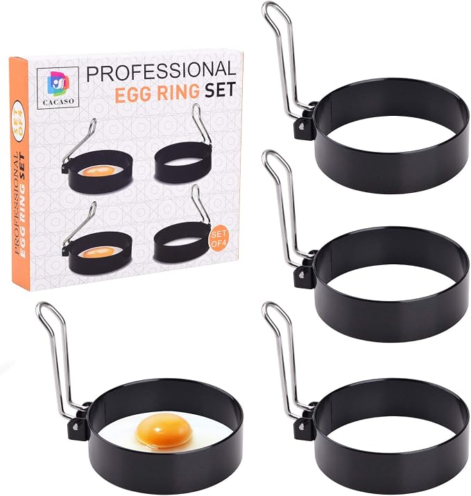 Egg Ring, 4 PCS Round Pancake Mold, Stainless Steel | Professional Pancake Mold, Egg Cooker Rings for Cooking, Non Stick Round Egg Ring Mold for Fried Egg Pancakes Sandwiches