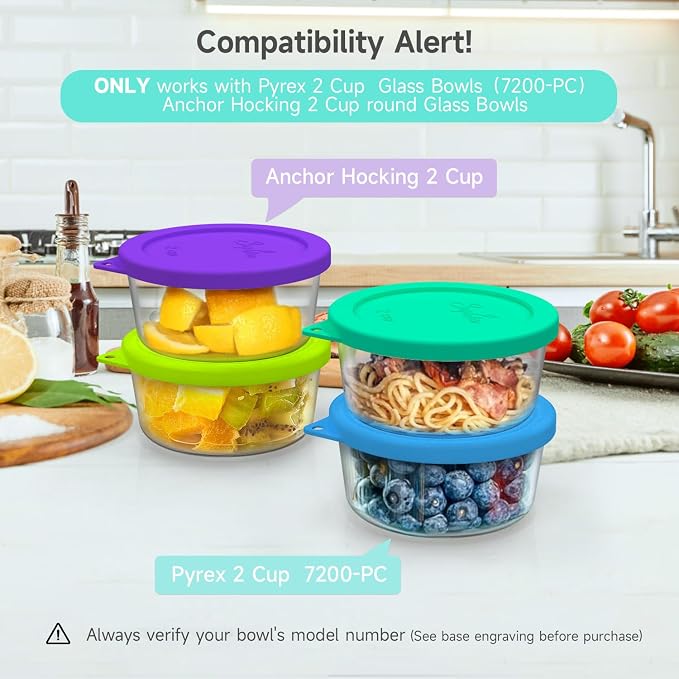 SOPHICO 2 Cup Silicone Lids Replacement for Pyrex & Anchor Hocking 7200-PC | Food Grade Silicone, Leakproof、Airtight Lids, Dishwasher Microwave Safe