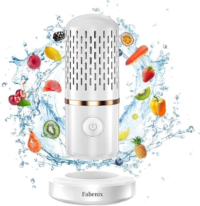 Fruit and Vegetable Cleaning Machine, USB Wireless Food Purifier, Cleaner Device for Washing Fruits, Rice, Meat and Tableware (White)