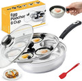 Eggssentials Egg Poacher Pan Nonstick Poached Egg Maker, Stainless Steel Egg Poaching Pan, Poached Eggs Cooker Food Grade Safe PFOA Free with Spatula, Egg Poachers Cookware