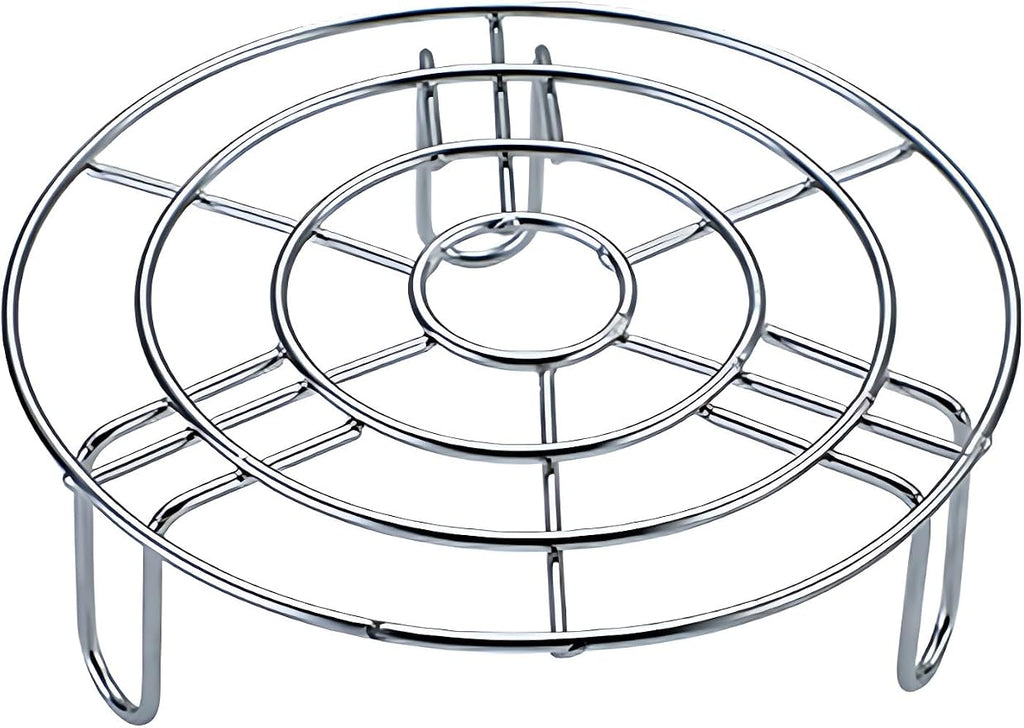 Cooling Rack with Legs Dia 6.3" Round Steamer Rack Stainless Steel Cross Wire Barbecue Carbon Baking Net Grill Pan Grate for Instant Pot/Pressure Cooker/Oven (Height 1.8",6.3"/16cm)
