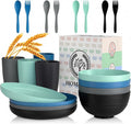 Unbreakable Plates and Bowls Sets 20 PCS Wheat Straw Dinnerware Sets Microwave & Dishwasher Safe Plate Set Kids Plastic Plates Camping Dish Set, Salad, Hamburger, Pizza-Nightscape