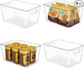 YIHONG Clear Plastic Storage Organizer Bins, 4 Pack Pantry Food Storage Bins with Handle for Kitchen,Refrigerator, Freezer,Cabinet Organization and Storage | Plastic Bins, Pantry Storage Containers for Kitchen, Freezer, Cabinet, Closet, Bathroom, Under...
