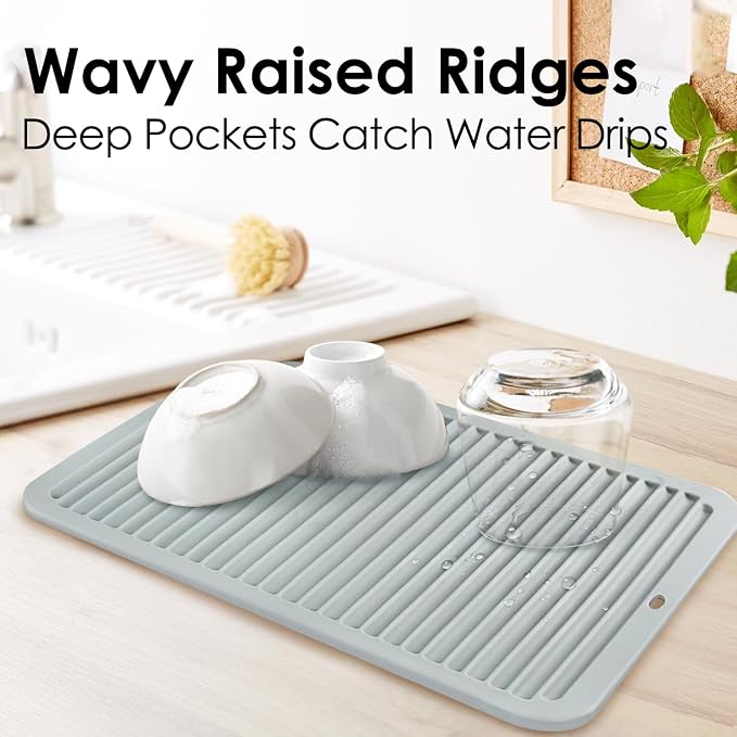 Large Silicone Trivet 16'' X 12'' Silicone Hot Pads for Kitchen Nonslip and Heat Resistant Hot Pads Trivets for Kitchen Protect Table Quartz Countertops, Gray
