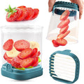 Creative Strawberry Slicer, Detachable Cutter with Push Plate (Teal)