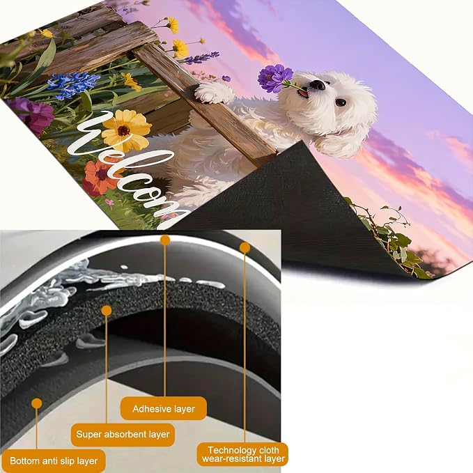 HOMETITUTE Spring Stove Top Covers for Electric Stove 28x20 Inches Puppy Flower Garden Sunset Heat Resistant Glass Cooktop Protector Pad Decorative Stovetop Cover Dish Drying Mats for Kitchen Decor