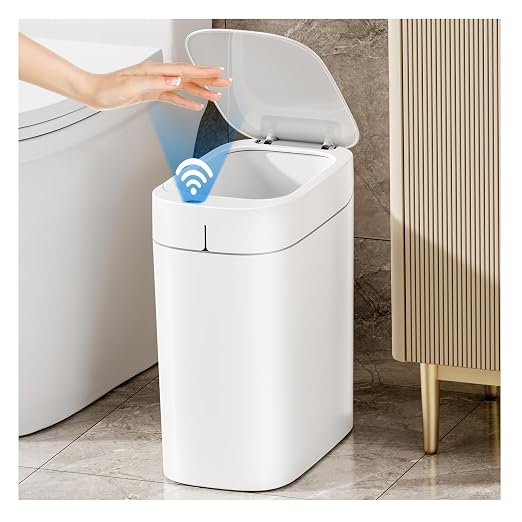 MOPALL 3.5 Gallon Motion Sensor Bathroom Trash Can with Automatic Lid | Air-Suction Bag System, Dog-Proof Design, Anti-Tip Base, Ideal for Bathroom, Bedroom, Office & Small Spaces