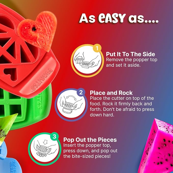FunBites Sandwich Cutter for Kids Lunch, Crustless Bento 2-Pc Set, 3 Pack