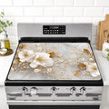 Marble Glass Stove Top Cover 28x20 Inch Decorative Stove Cover | Heat Resistant Cooktop Protector Mat with Non-Slip Backing, Scratch Protection and Countertop Drying Mat.