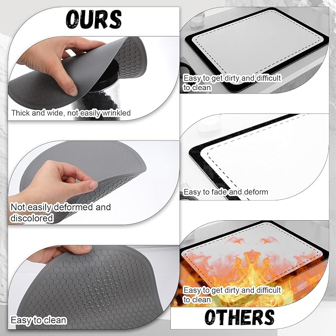 Silicone Microwave Mats, 10 inch Heat Resistant Multifunctional Mat for Kitchen, Non-Slip Silicone Trivet Dishwasher Safe, Splatter Guard, Grey 1 Pcs