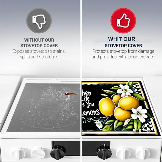 HOMETITUTE Lemons Stove Top Cover 28x20 Diatomite Heat Resistant Mat