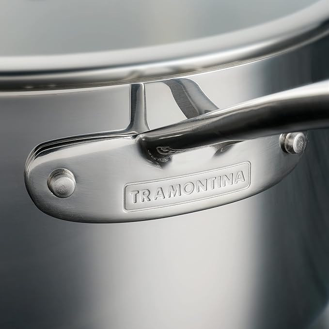 Tramontina Boston Tri-Ply Clad Stainless Steel 3-Quart Sauce Pan with Lid | Induction-Ready, Dishwasher-Safe, NSF-Certified