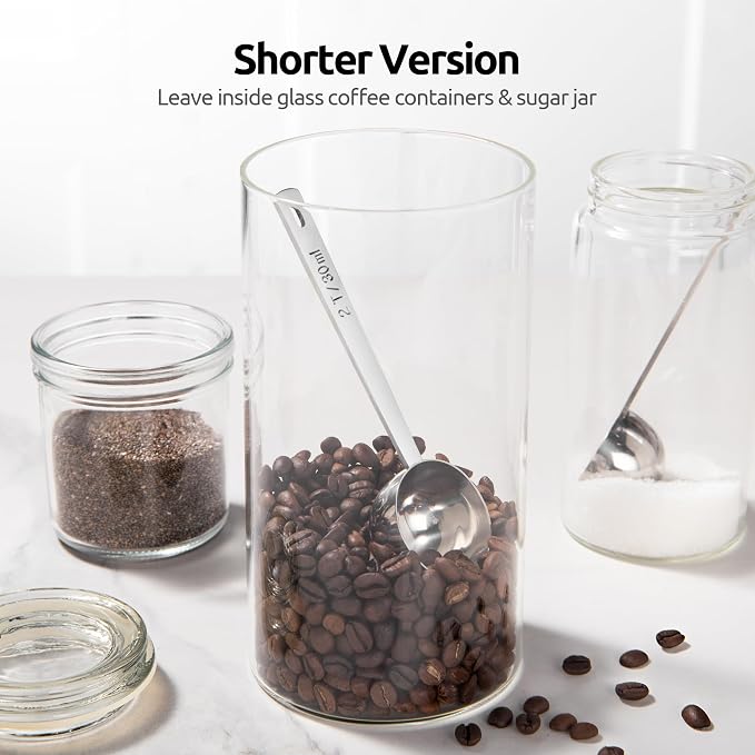 U-Taste Coffee Scoop 1&2 Tablespoon, 4.3in Long Handle Tbsp Measuring Spoon | 18/8 Stainless Steel Tablespoon Scoop, Long Metal Coffee Spoon Scooper, Coffee Meansure Scoop for Ground Coffee Bean Espresso