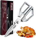 Huusk Kitchen Scissors for Food, Stainless Steel Kitchen Shears All Purpose | Multifunction Sharp Cooking Meat Scissors for Fish, Herbs, Chicken, Turkey, Gifts for Women, Non-slip Handle, Dishwasher Safe