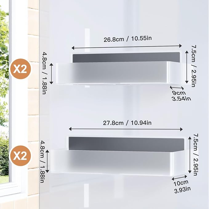 Mystozer Magnetic Spice Rack for Refrigerator, Kitchen Organizer and Storage Shelf, Clear(4 Pack)