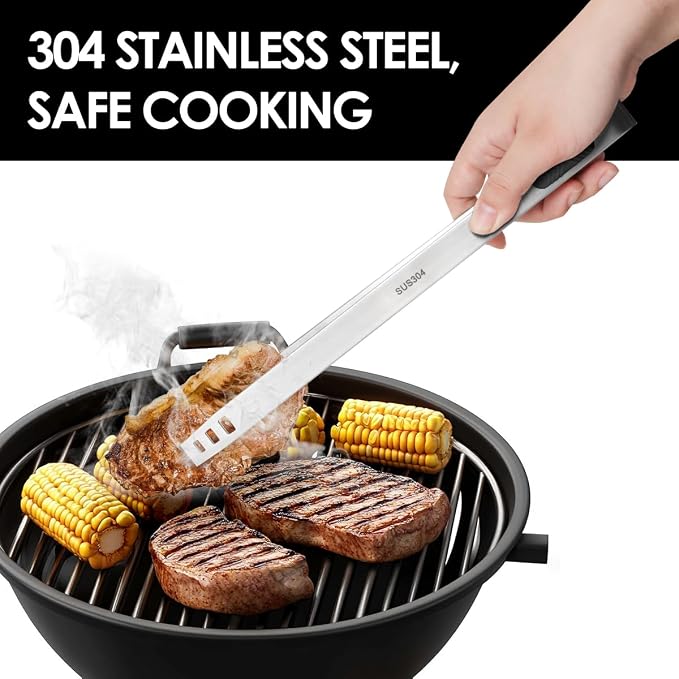 Gutsdoor 12-Inch Professional Kitchen Tweezers Stainless Steel Grill Tongs for BBQ, Grilling, Camping and Home Cooking Multi-Use Precision Cooking Tweezers for Outdoor Grill & Home Kitchens