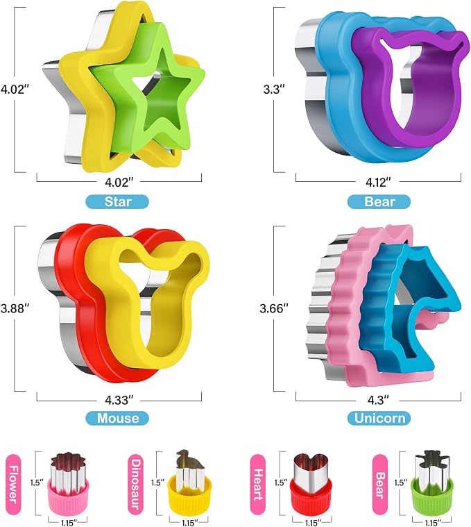 8 pcs Sandwich Cutters for Kids Lunch, Breakfast Crustless Sandwich Maker | Sandwich Cutter and Sealer Star Cookie Cutter Bread Decruster Lunch Box Accessories for Kids Children Adult
