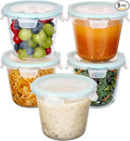 Vtopmart 5 Pack 3 Cup Glass Soup Container Set with Airtight Lids | Meal Prep Freezer Containers, Glass Food Storage Jar for Salad, Fruit, Lunch, Leftover, BPA-Free, Microwave, Dishwasher Safe