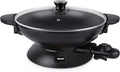 Aroma Housewares AEW-306 Electric Wok with Tempered Glass Lid Easy Clean Nonstick, Cooking Chopsticks, Tempura and Steaming Racks, Professional Model, Black