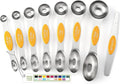 Spring Chef Stainless Steel Magnetic Measuring Spoons Set of 8, Mango | Nesting Teaspoon & Tablespoon Measuring Spoons w/ Leveler for Dry & Liquid Ingredients, Measure Spoons For Baking & Cooking