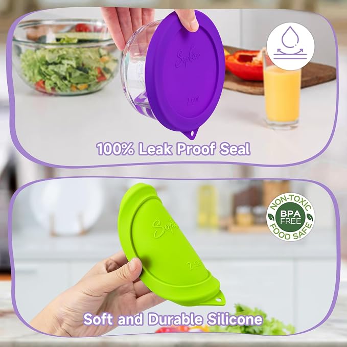 SOPHICO 2 Cup Silicone Lids Replacement for Pyrex & Anchor Hocking 7200-PC | Food Grade Silicone, Leakproof、Airtight Lids, Dishwasher Microwave Safe