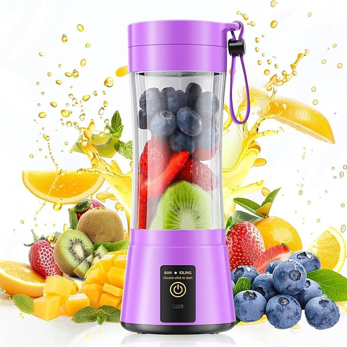 Personal Small Portable Mini Blender - 380ml Smoothie Blender | Portable Blender with Lightweight Juice Cup, Quick Blend, Easy Clean, BPA-Free, Ideal for Fresh Juice for Gym/Travel/Office