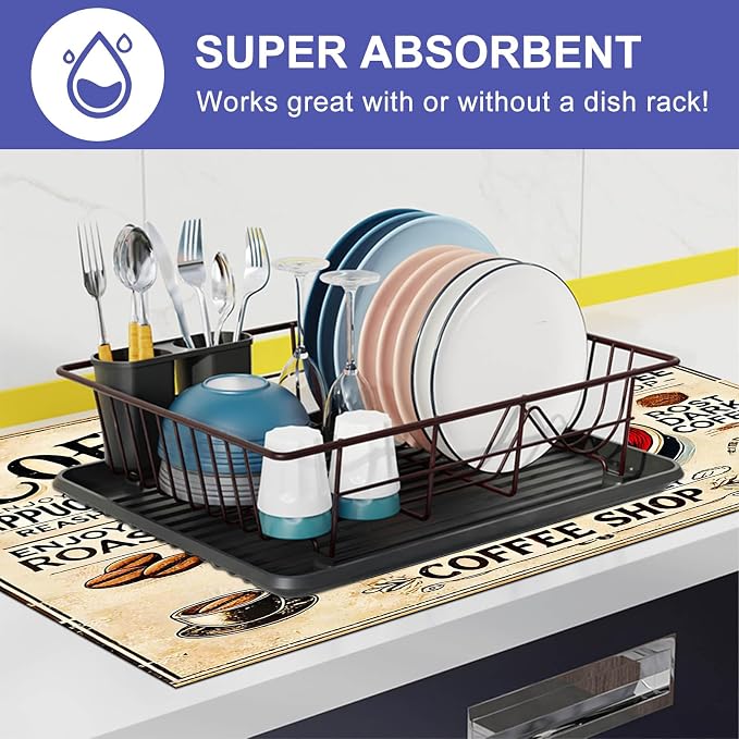 HOMETITUTE Stove Top Cover 28x20 Coffee Shop Vintage Heat Resistant Mat