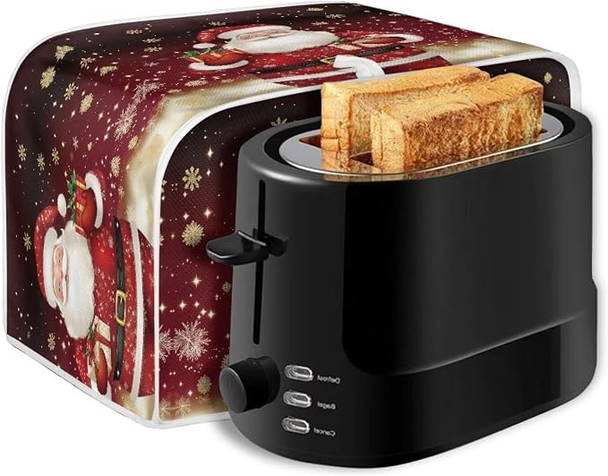 Christmas Two Slice Toaster Cover, Kitchen Small Appliance Covers Home Table Decoration Microwave Oven Dustproof Cover Keep From Dirty Stain, Santa Claus Print