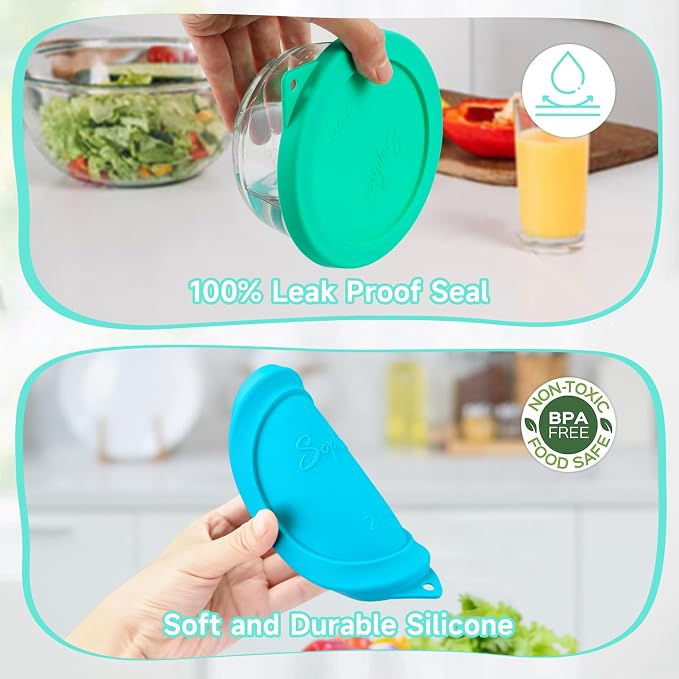 SOPHICO 2 Cup Silicone Lids Replacement for Pyrex & Anchor Hocking 7200-PC | Food Grade Silicone, Leakproof、Airtight Lids, Dishwasher Microwave Safe