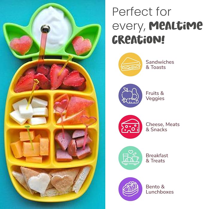 Sandwich Cutter for Kids Lunch, Crustless Bento 2-Pc Set, 2 Pack | Squares & Hearts food cutter for toddlers, bite-size shapes, bento lunch accessory, BPA-free, dishwasher safe